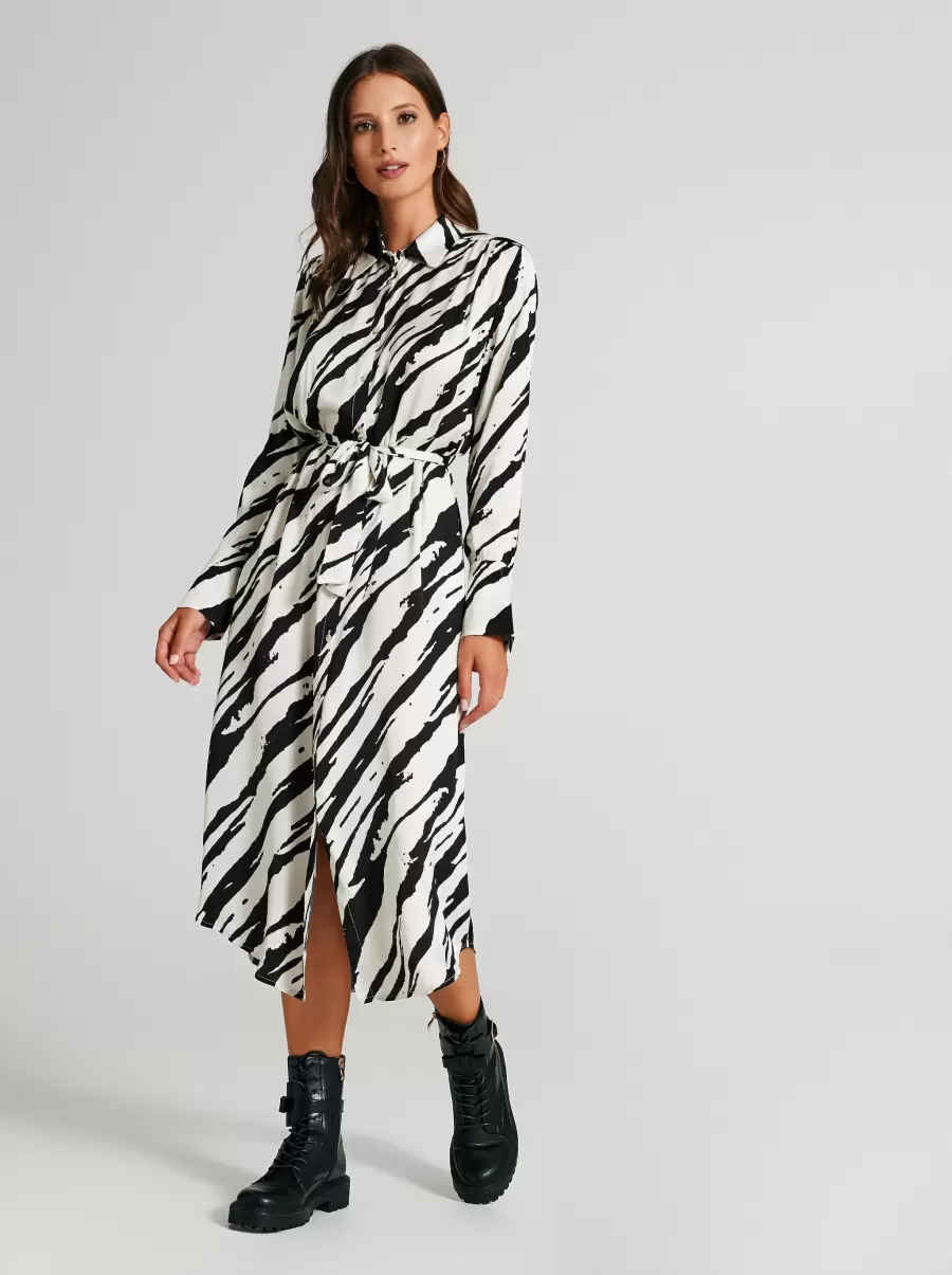 Var Black Women Zebra-Print Chemise Dress Dresses & Jumpsuits Revolutionize