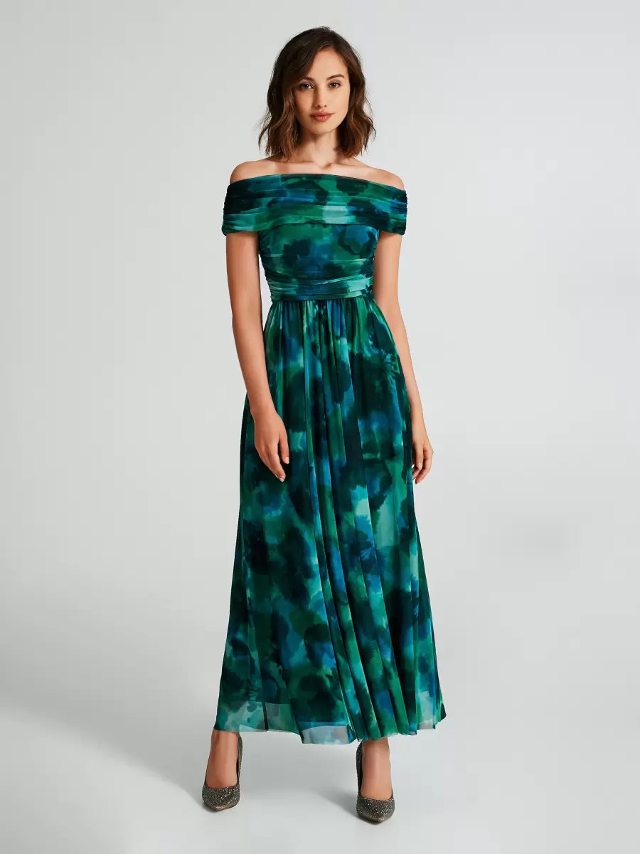 Shop Dresses & Jumpsuits Abstract-Print Off-The-Shoulder Dress Women Var Green - 1