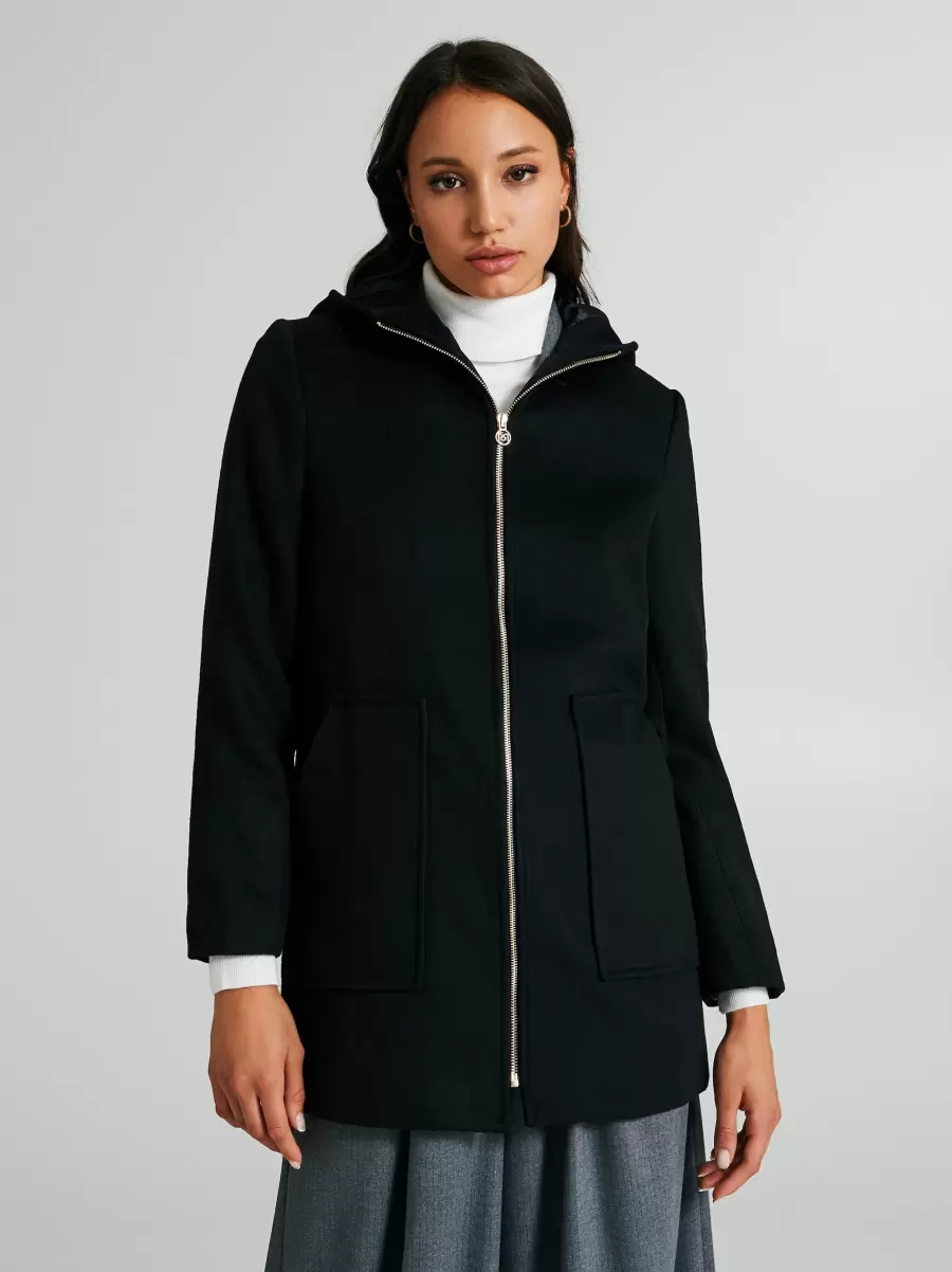 Introductory Offer Women Coat With Hood Coats & Down Jackets Black - 2