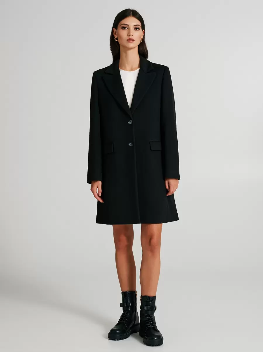 Slim-Fit Medium-Length Coat Women Black Coats & Down Jackets Special Deal - 1