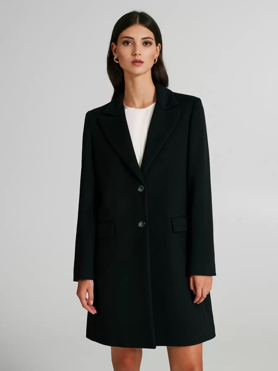 Slim-Fit Medium-Length Coat Women Black Coats & Down Jackets Special Deal - 2