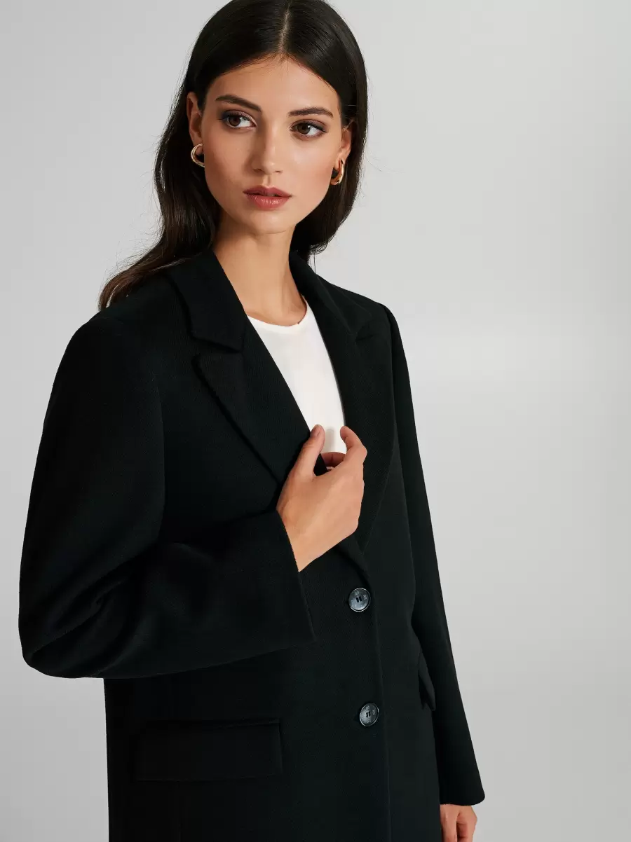 Slim-Fit Medium-Length Coat Women Black Coats & Down Jackets Special Deal - 4