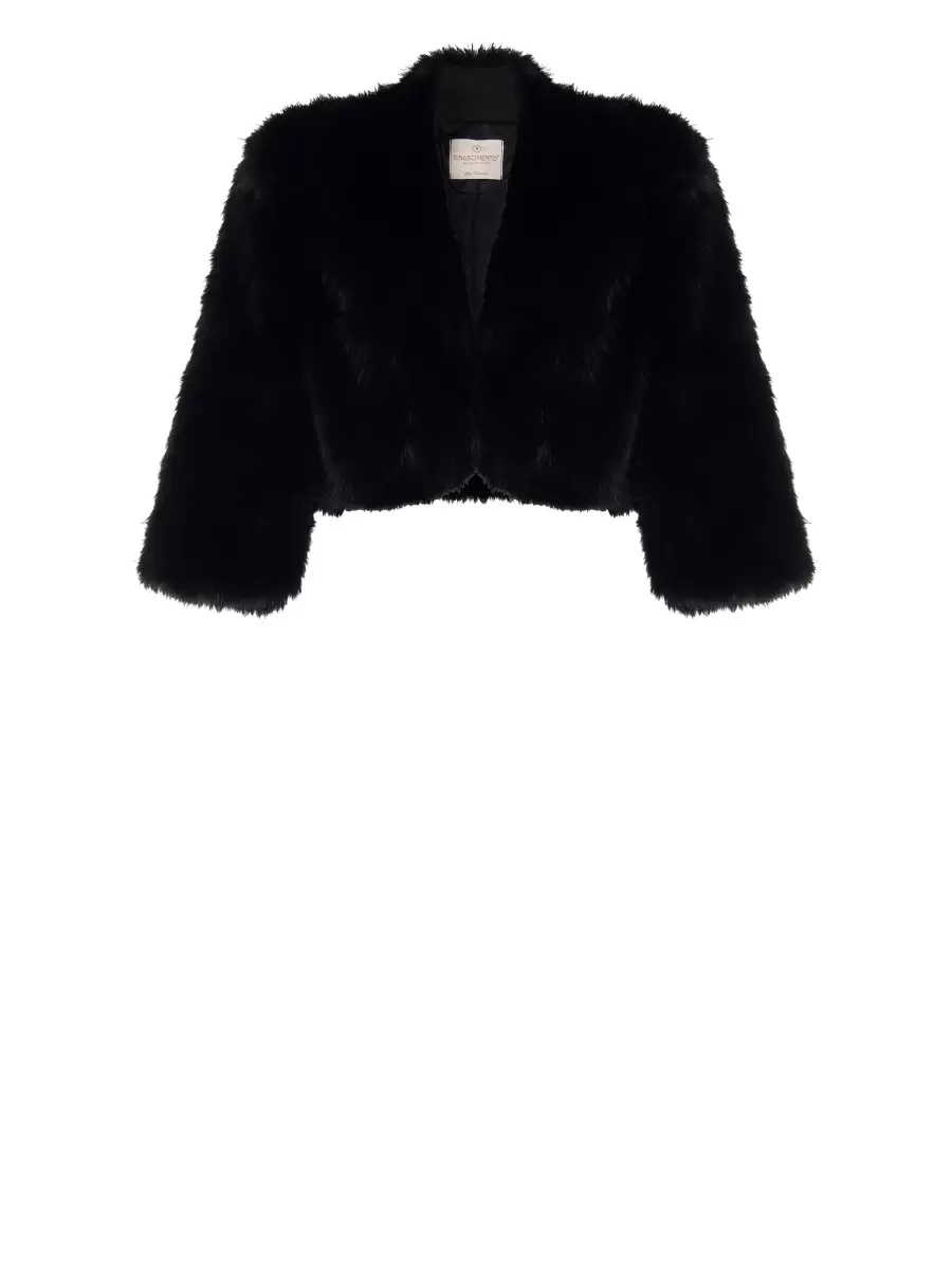 Cropped Faux Fur Coat Black Must-Go Prices Women Coats & Down Jackets - 6