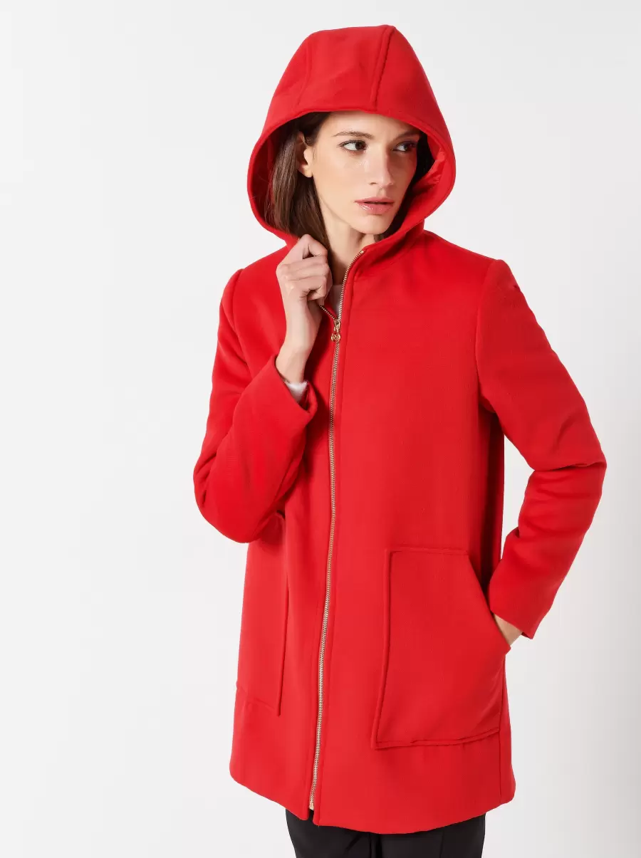 Secure Red Coats & Down Jackets Women Coat With Hood - 8