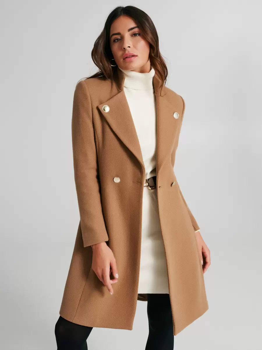 Unleash Women Camel Beige Coats & Down Jackets Coat With Button Lapels - 5