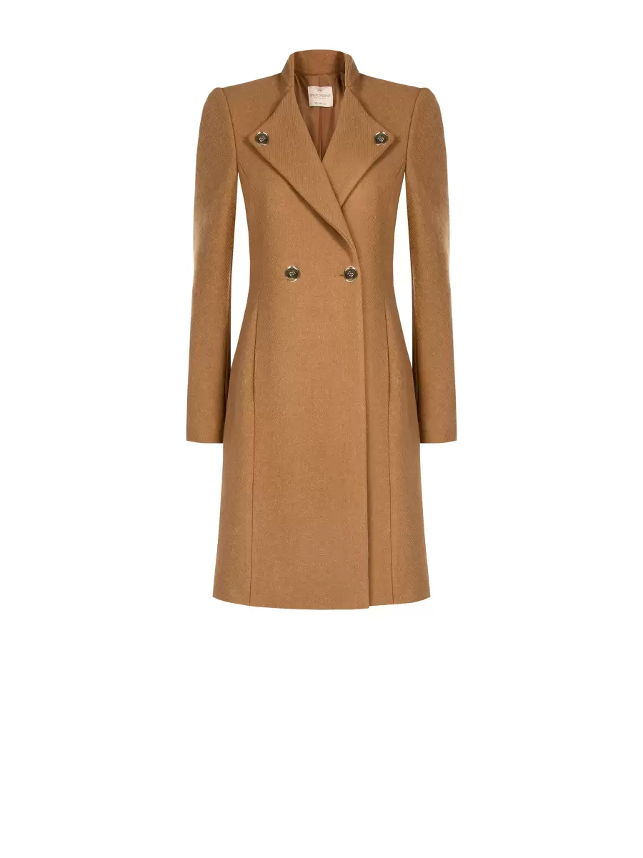 Unleash Women Camel Beige Coats & Down Jackets Coat With Button Lapels - 6