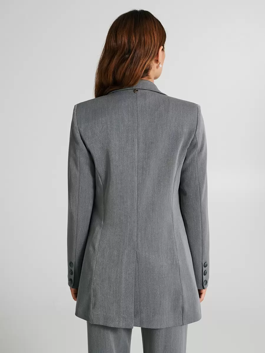 Open Jacket With Buttons Jackets & Waistcoat Women Grey Limited - 3