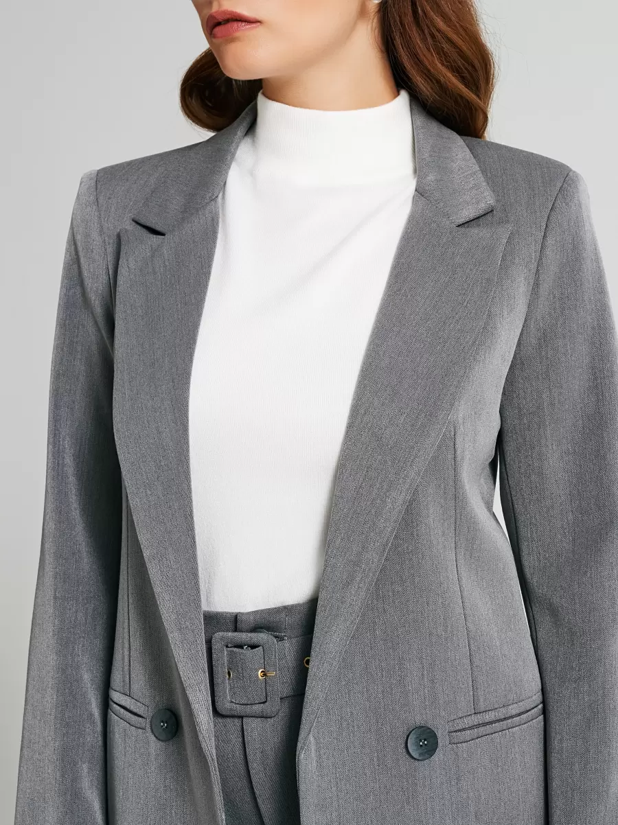 Open Jacket With Buttons Jackets & Waistcoat Women Grey Limited - 4