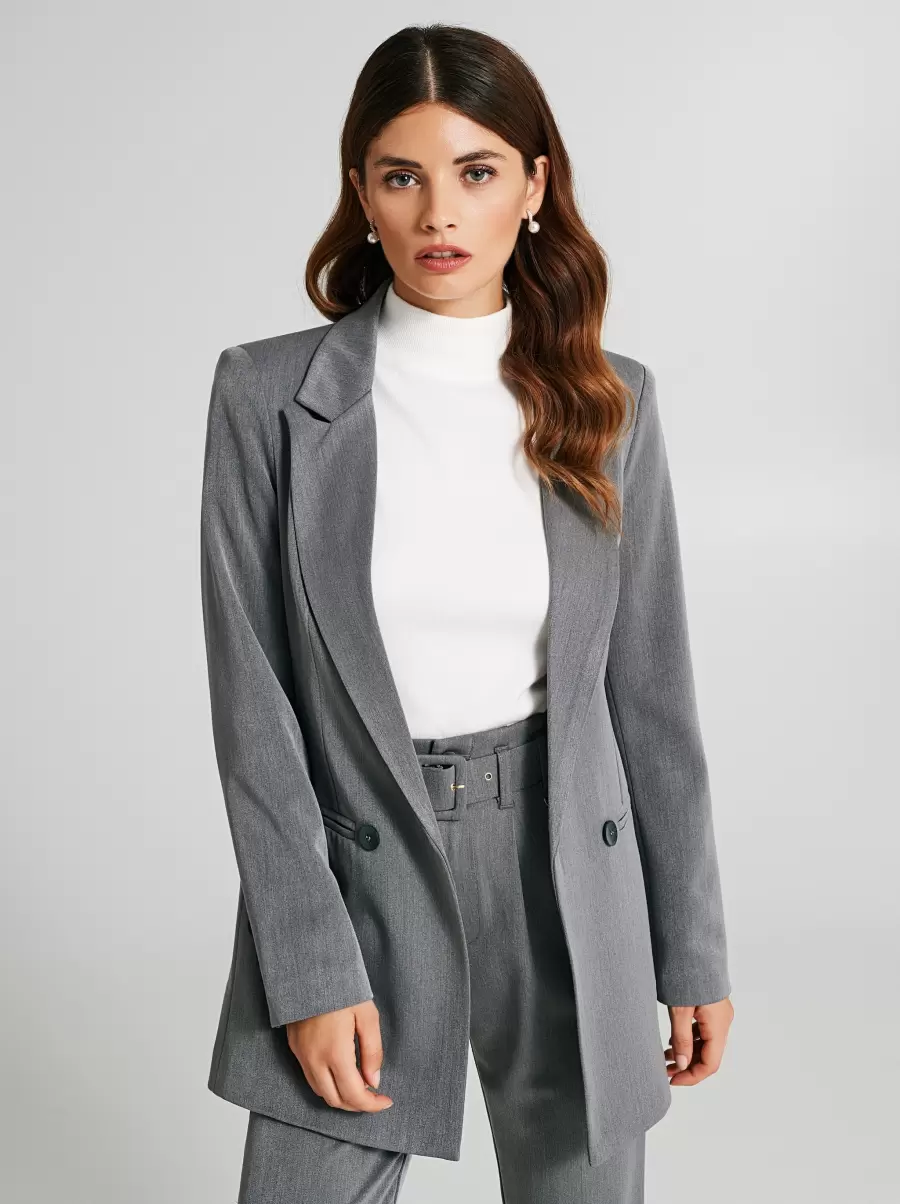 Open Jacket With Buttons Jackets & Waistcoat Women Grey Limited