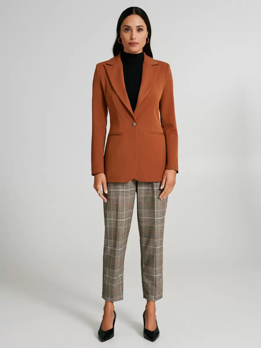 Jackets & Waistcoat Brick Orange Professional Women One-Button Polyviscose Jacket - 1