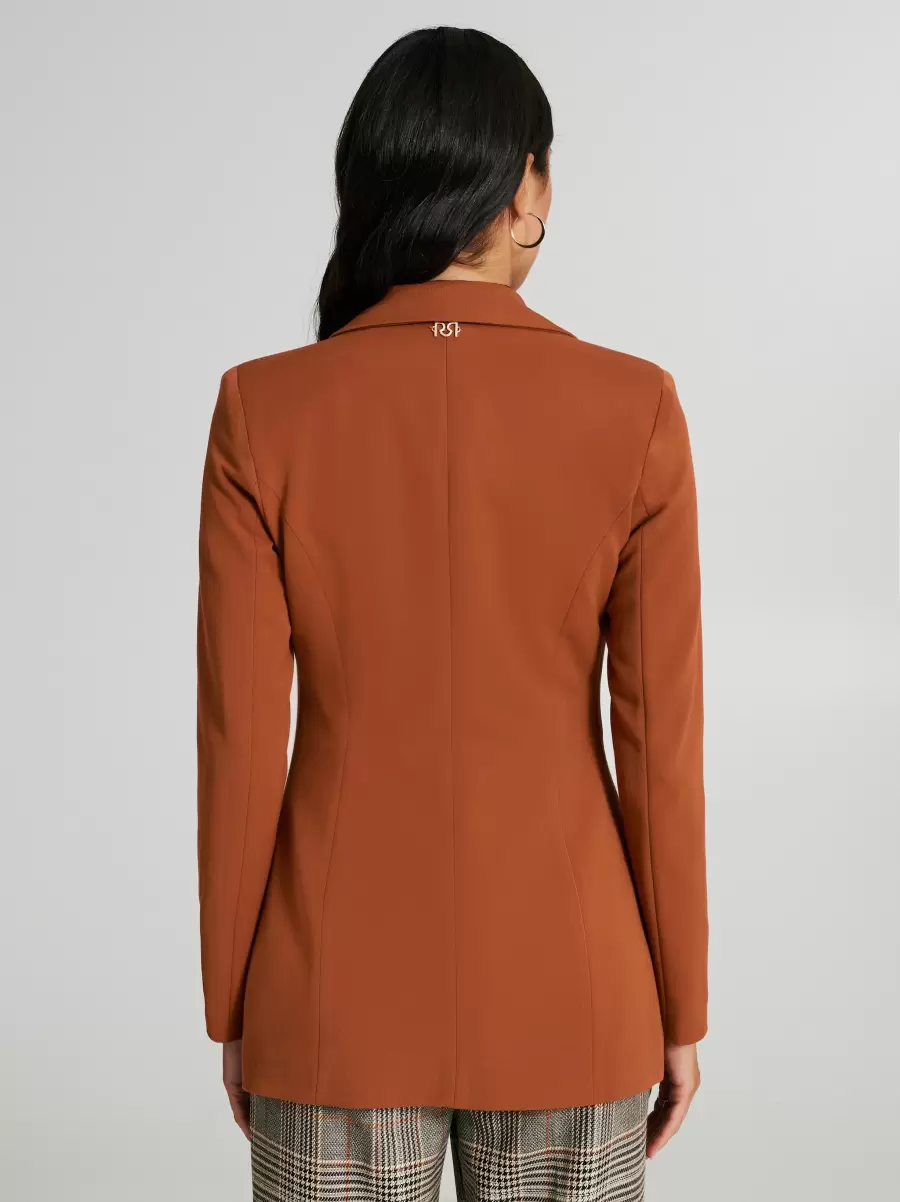 Jackets & Waistcoat Brick Orange Professional Women One-Button Polyviscose Jacket - 3