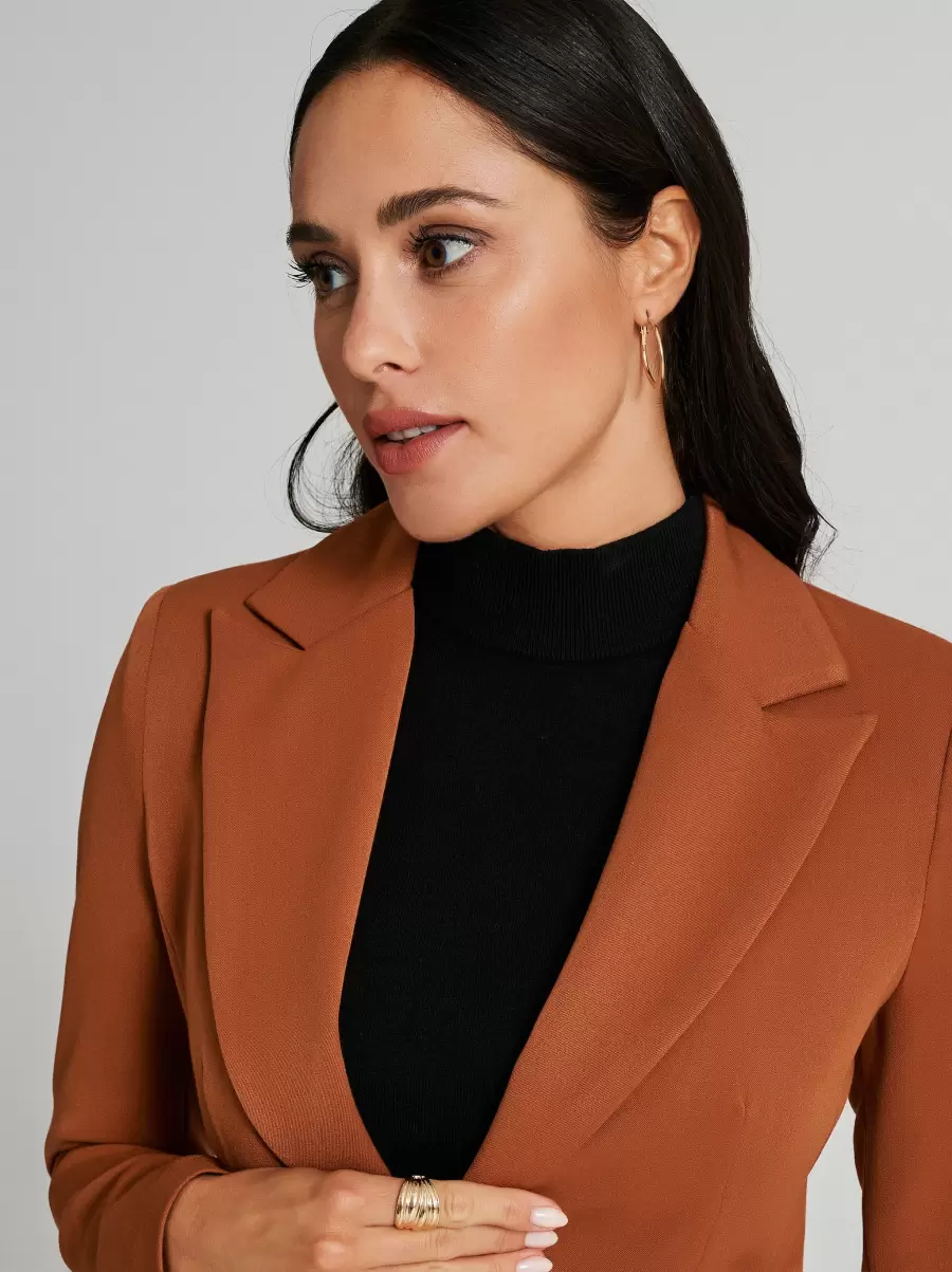 Jackets & Waistcoat Brick Orange Professional Women One-Button Polyviscose Jacket - 4