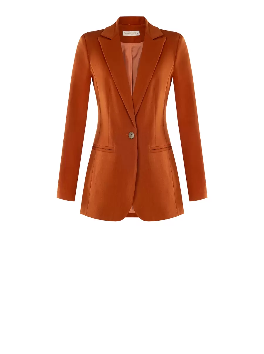 Jackets & Waistcoat Brick Orange Professional Women One-Button Polyviscose Jacket - 6