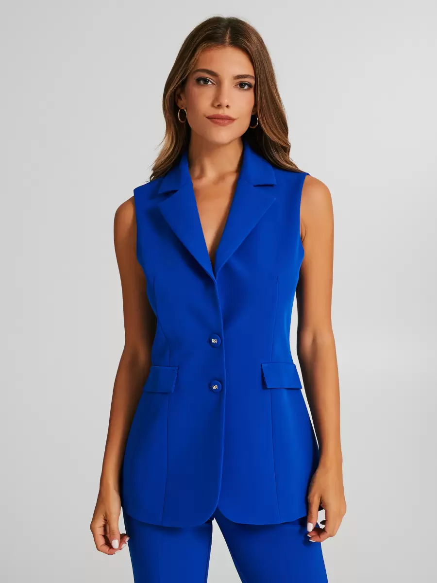 Blue China Durable Jackets & Waistcoat Women Two-Button Jacket - 2