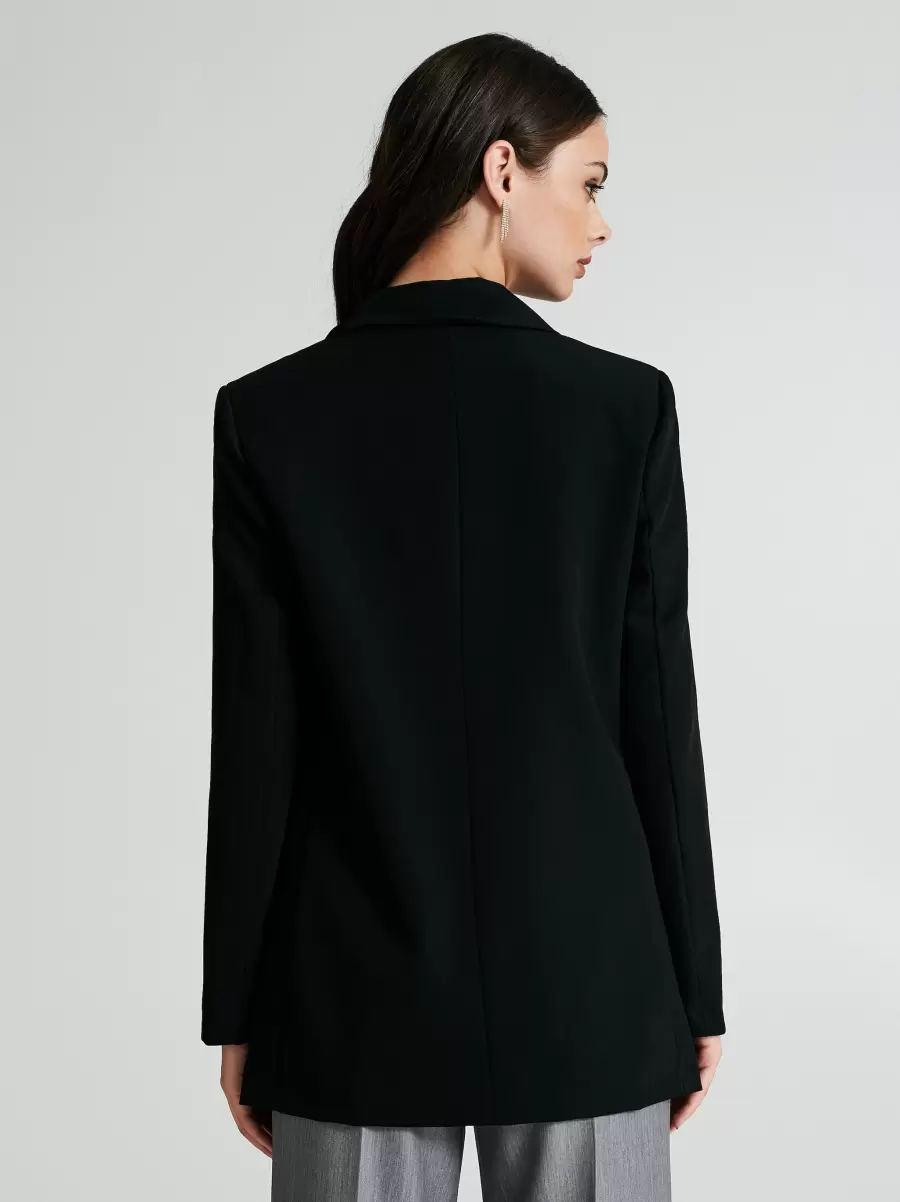 Oversized Blazer With Rhinestones Black Jackets & Waistcoat Women Sale - 3