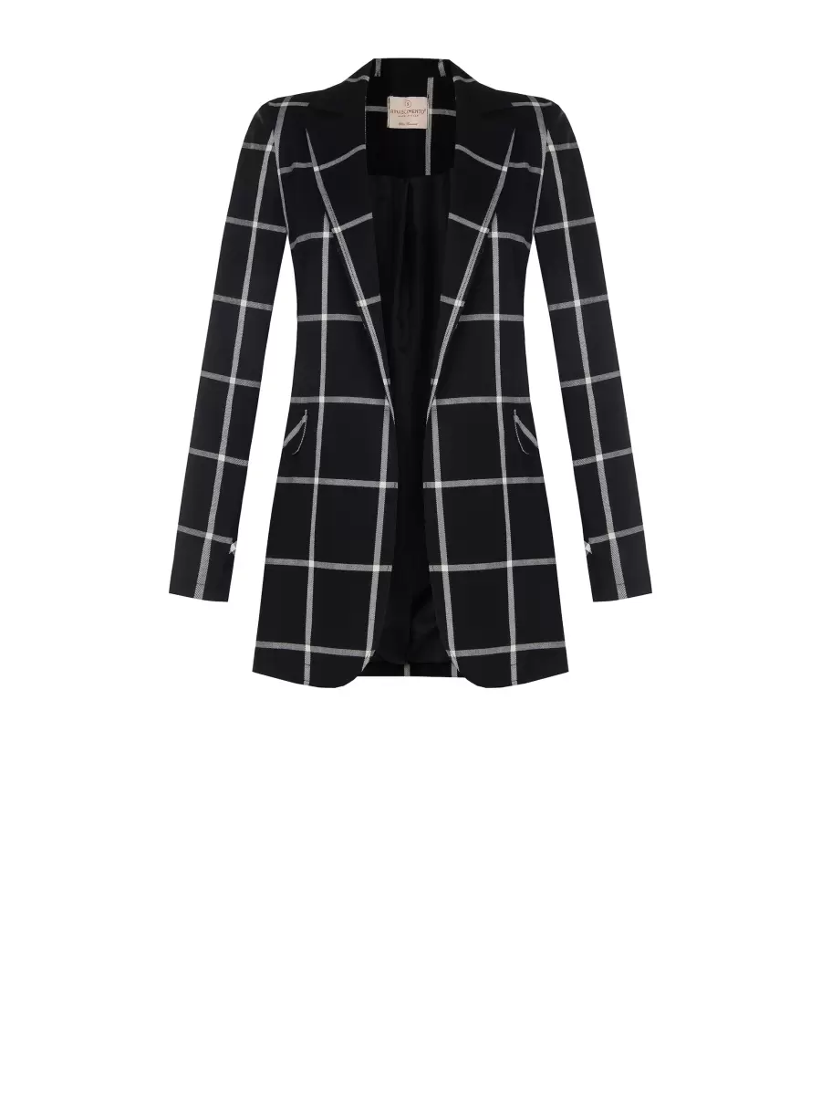 Jackets & Waistcoat Women Discount Plaid Open Jacket Var Black - 7