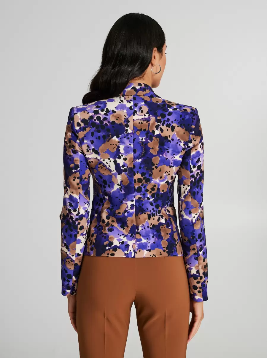 Pastel Animal-Print One-Button Jacket Cashback Var Violet Women Jackets & Waistcoat - 3