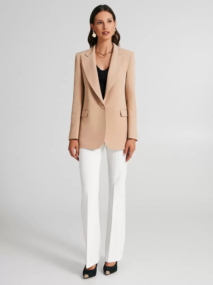 Jackets & Waistcoat Women Single-Button Long Jacket Beige Sustainable - 1