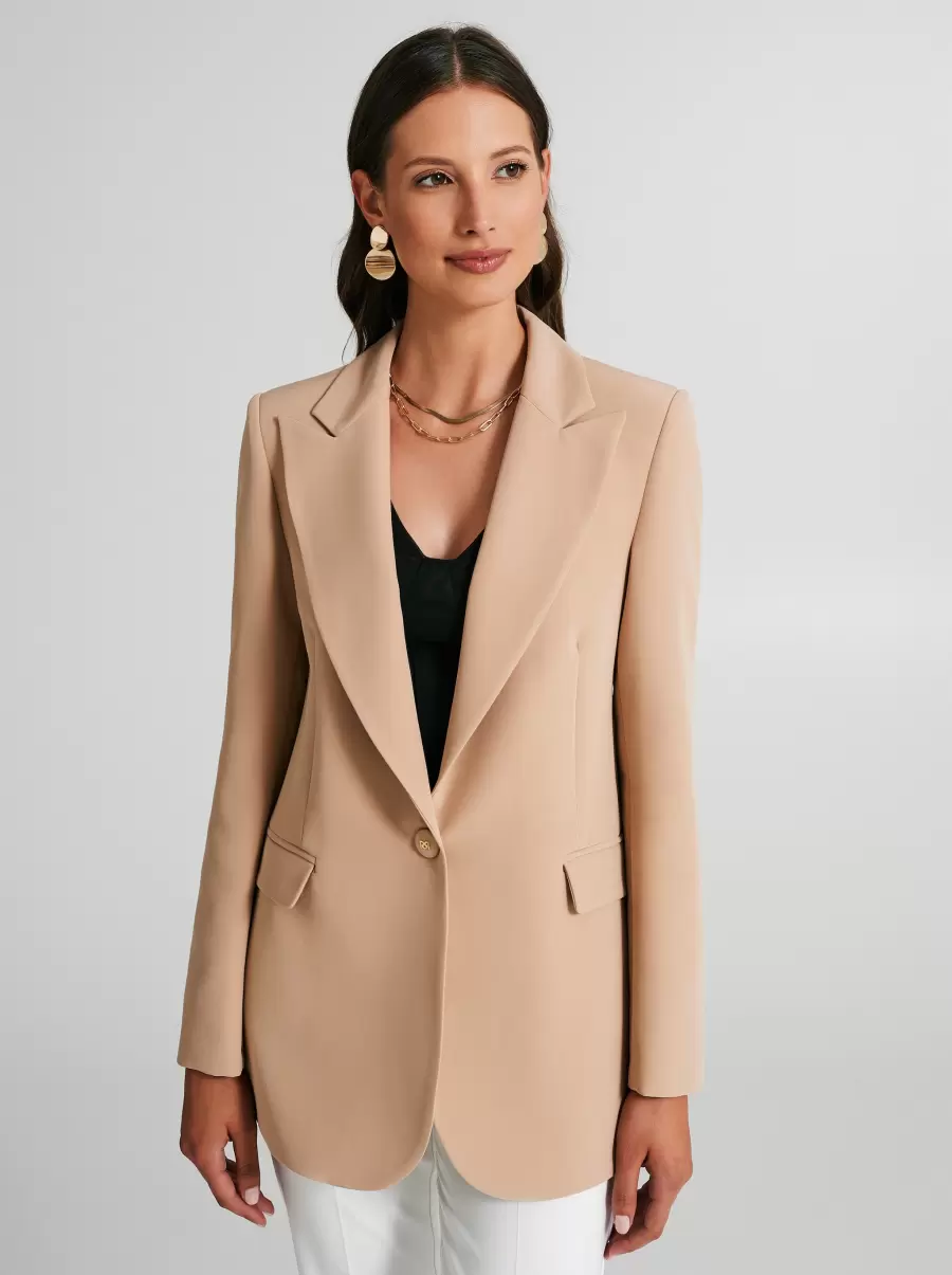Jackets & Waistcoat Women Single-Button Long Jacket Beige Sustainable - 2
