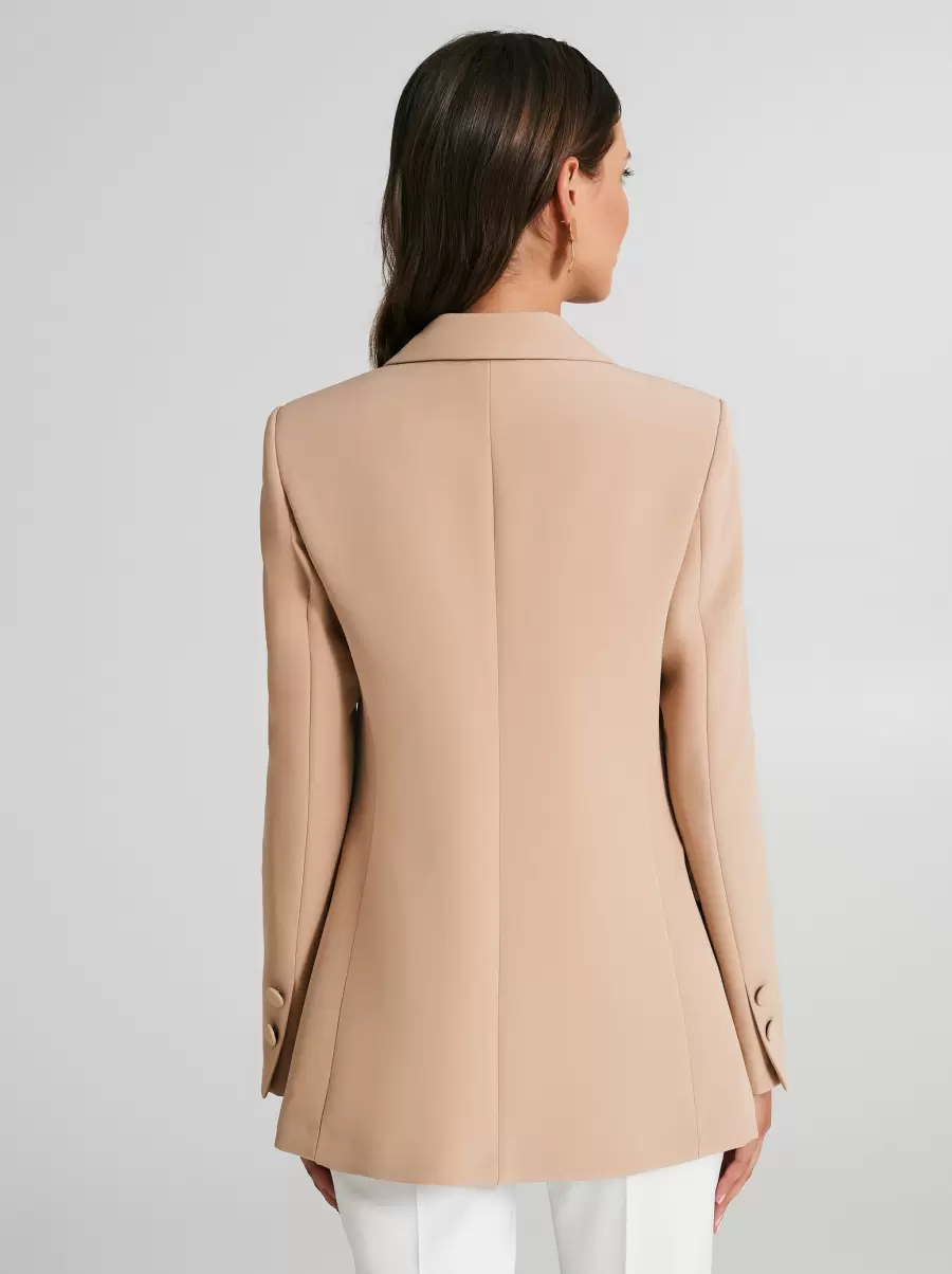 Jackets & Waistcoat Women Single-Button Long Jacket Beige Sustainable - 3