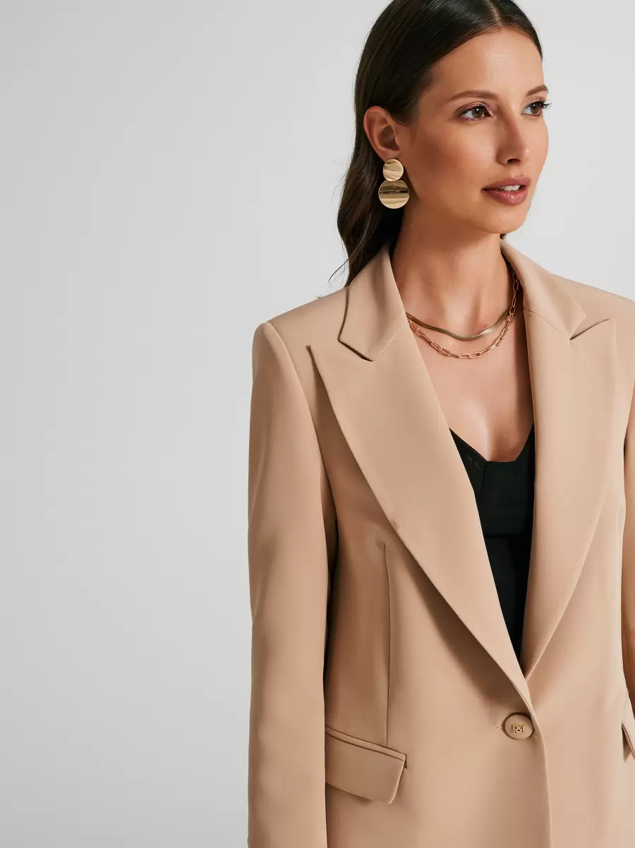 Jackets & Waistcoat Women Single-Button Long Jacket Beige Sustainable - 4