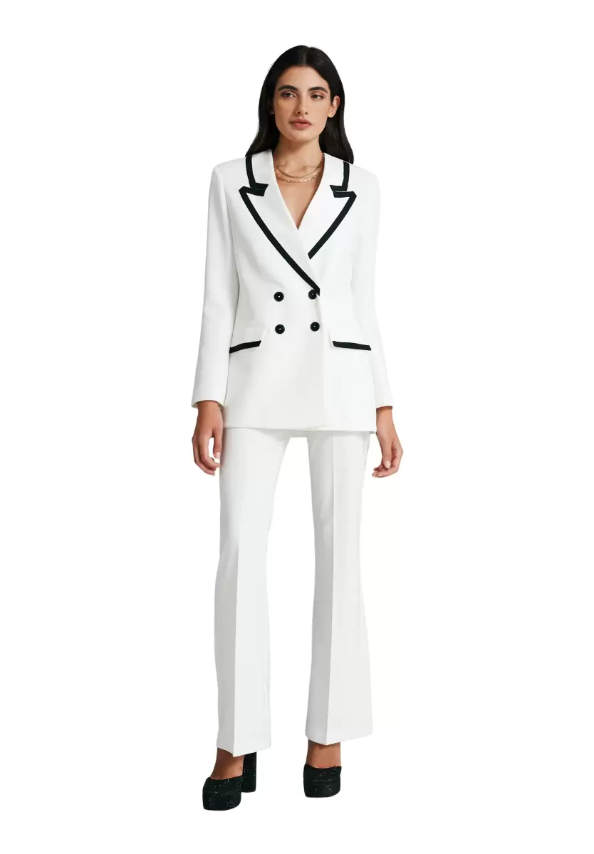 Women Classic Jackets & Waistcoat Double-Breasted Jacket With Two-Toned Lapels Var White - 5