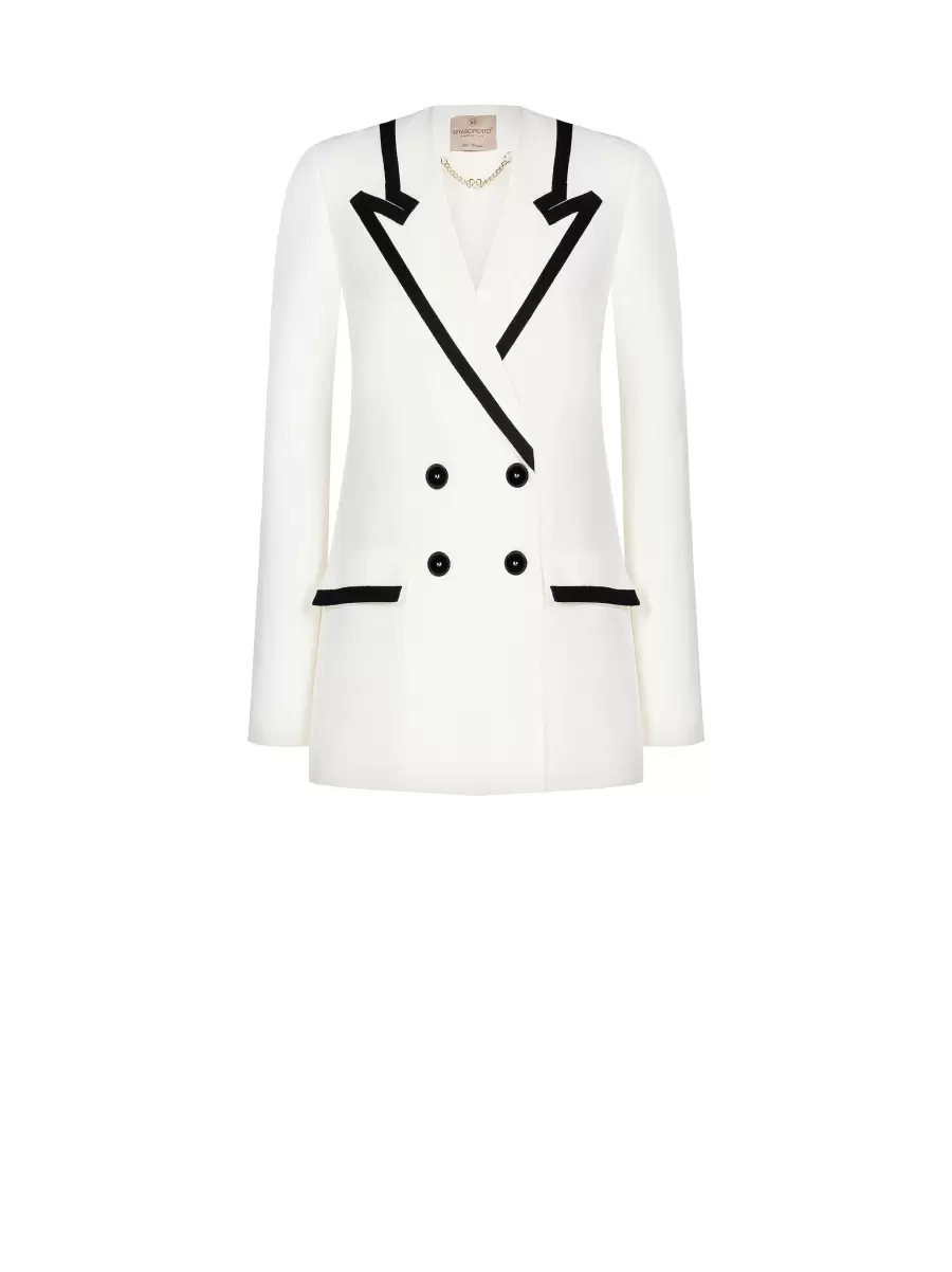 Women Classic Jackets & Waistcoat Double-Breasted Jacket With Two-Toned Lapels Var White - 7
