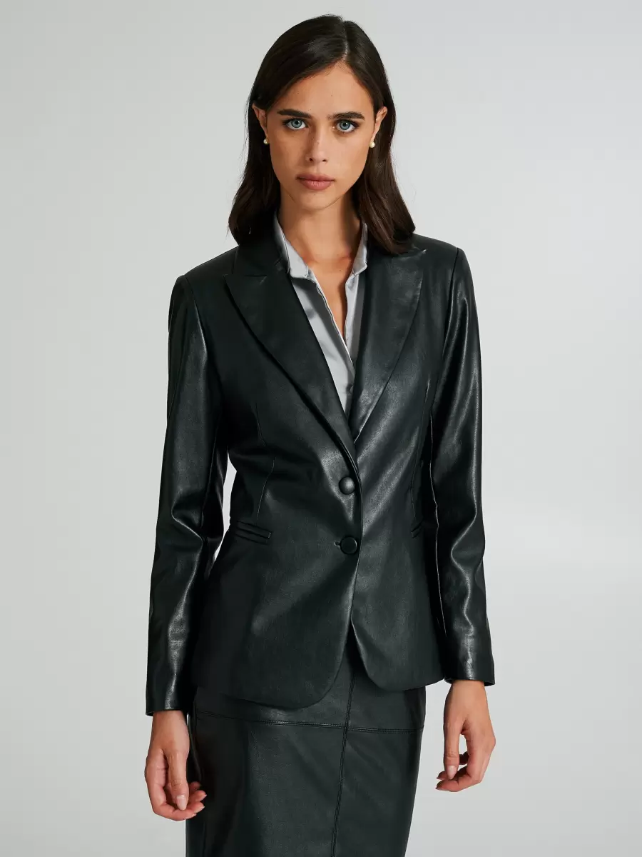Jackets & Waistcoat Black Cost-Effective Women Faux Leather Jacket - 2