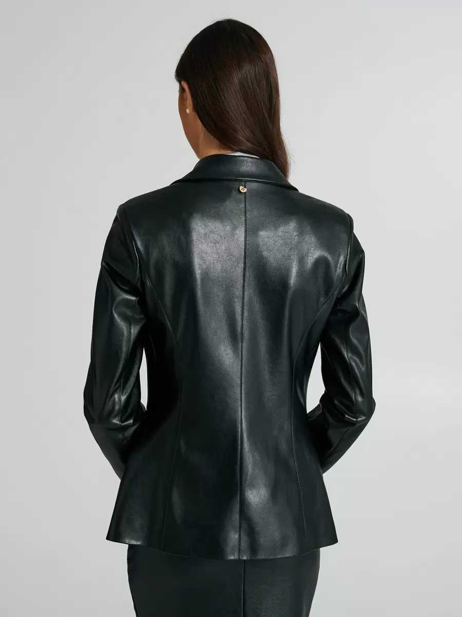 Jackets & Waistcoat Black Cost-Effective Women Faux Leather Jacket - 3