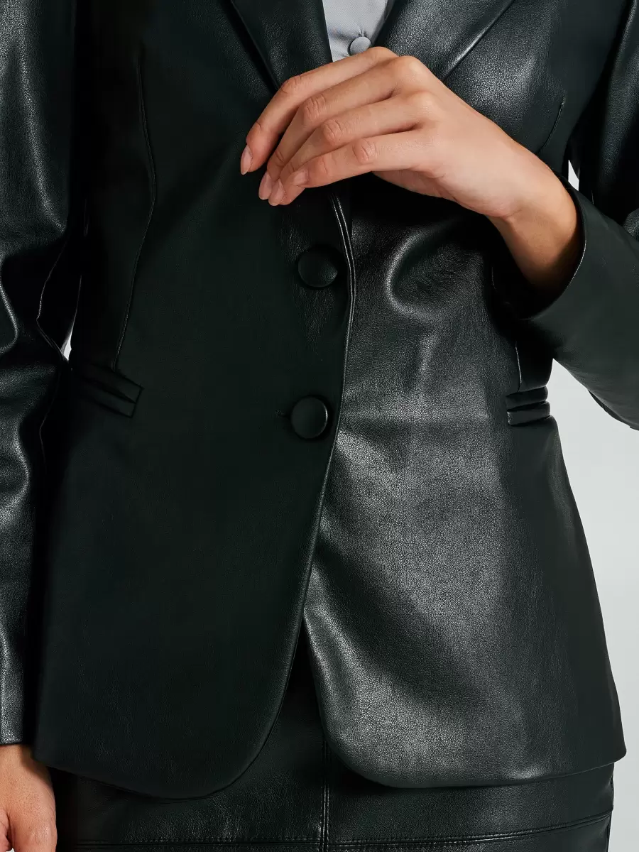 Jackets & Waistcoat Black Cost-Effective Women Faux Leather Jacket - 4