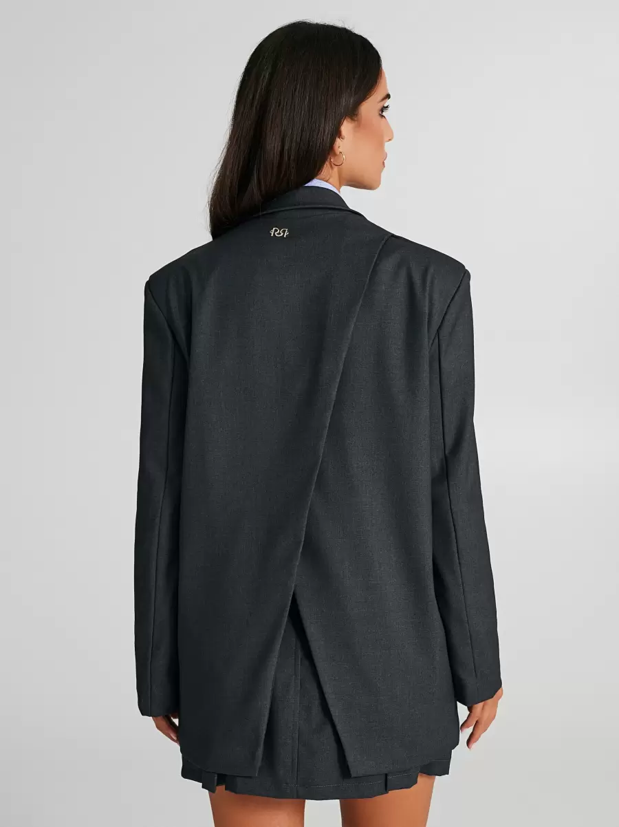 Women Grey Jackets & Waistcoat Single-Button Jacket In Polyviscose Premium - 3
