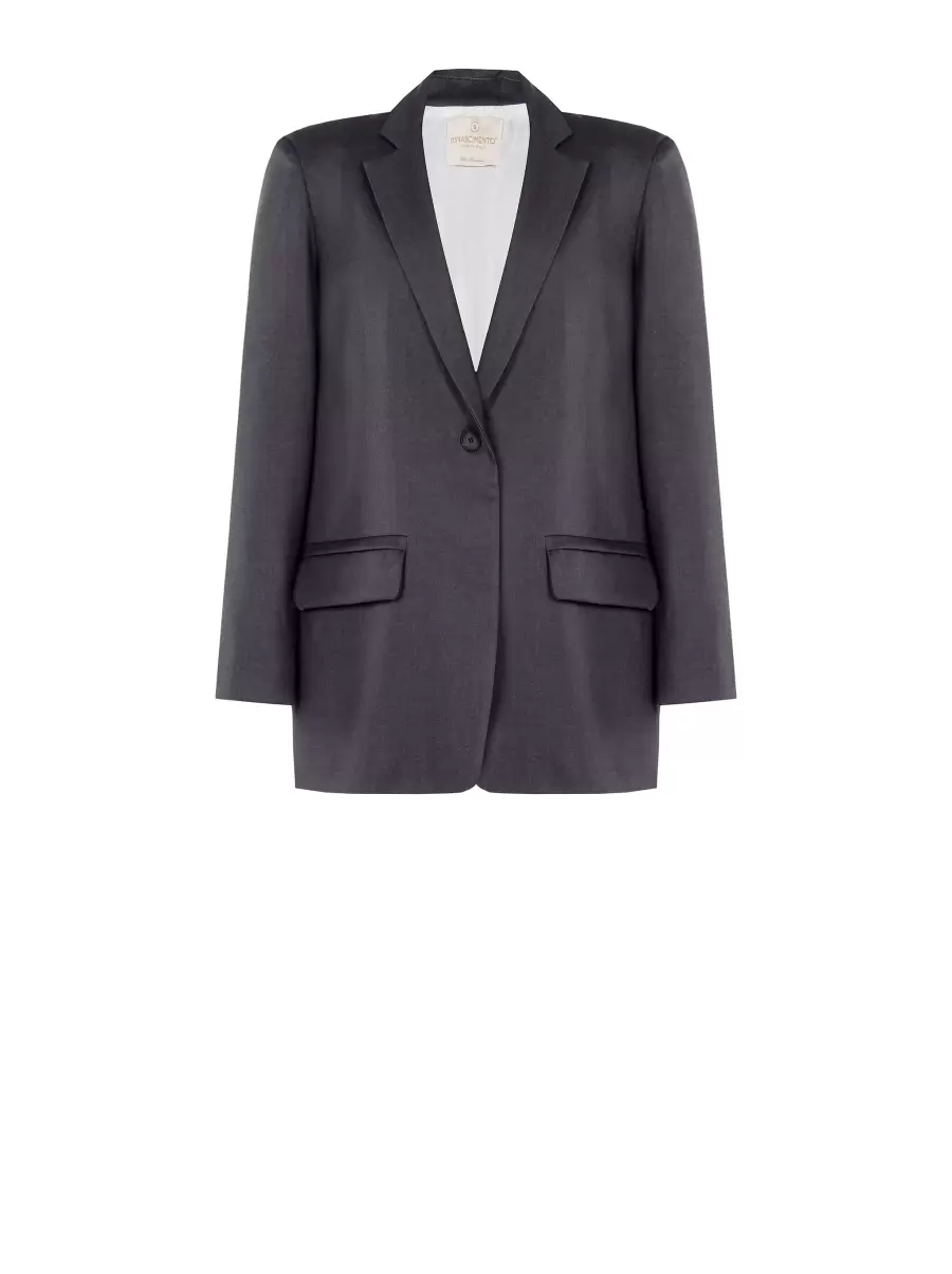 Women Grey Jackets & Waistcoat Single-Button Jacket In Polyviscose Premium - 7