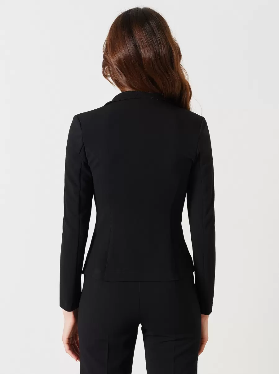 Black Limited Zip Jacket In Scuba Crepe Women Jackets & Waistcoat - 3