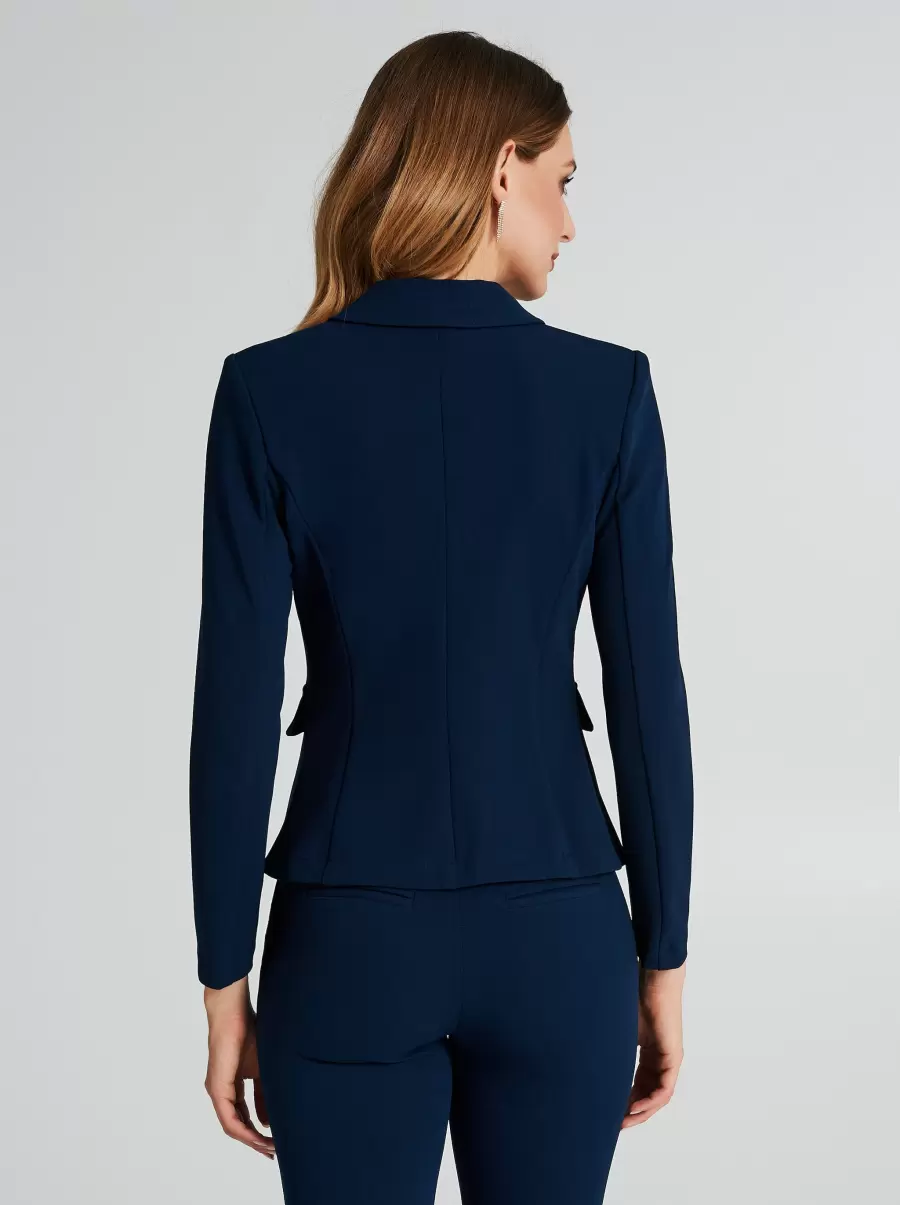 One-Button Jacket In Scuba Crepe Blue Women Jackets & Waistcoat Reliable - 3
