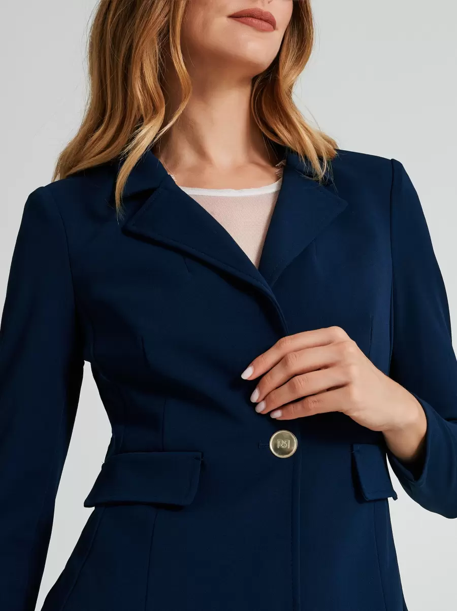 One-Button Jacket In Scuba Crepe Blue Women Jackets & Waistcoat Reliable - 4