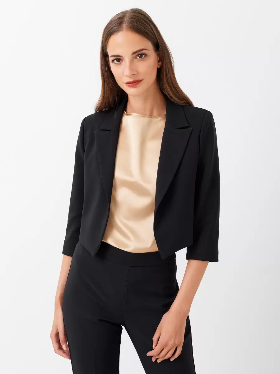 2024 Jackets & Waistcoat Short Jacket In Technical Fabric Women Black - 1
