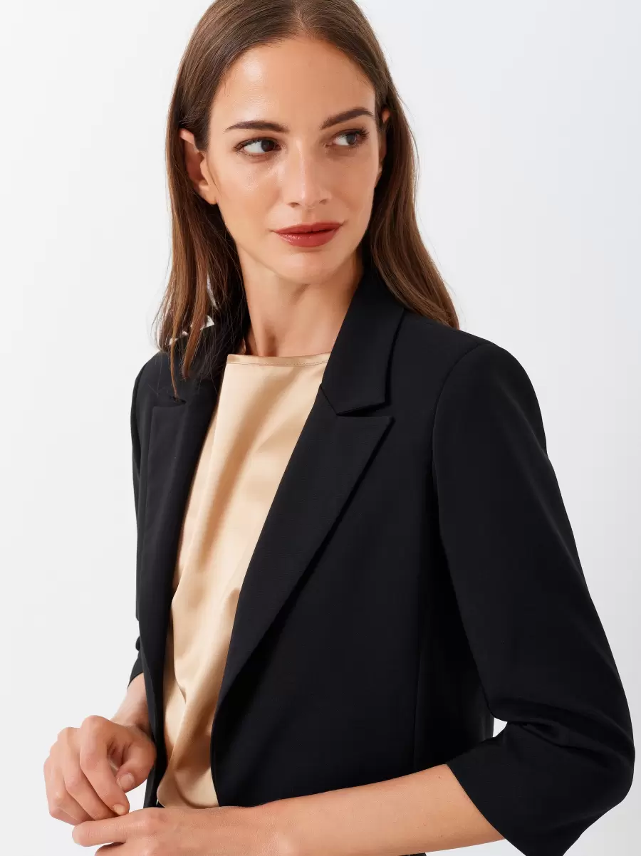 2024 Jackets & Waistcoat Short Jacket In Technical Fabric Women Black - 3