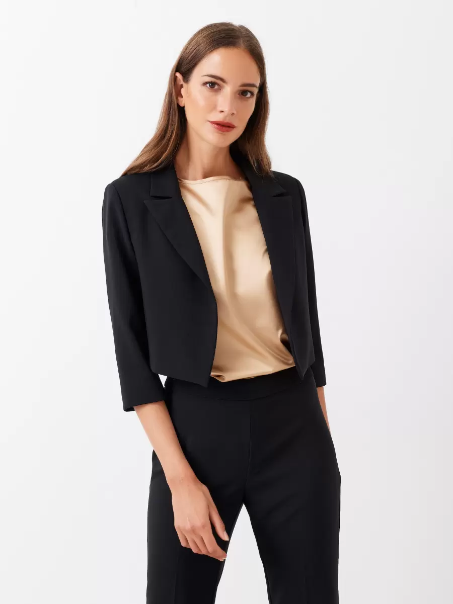 2024 Jackets & Waistcoat Short Jacket In Technical Fabric Women Black
