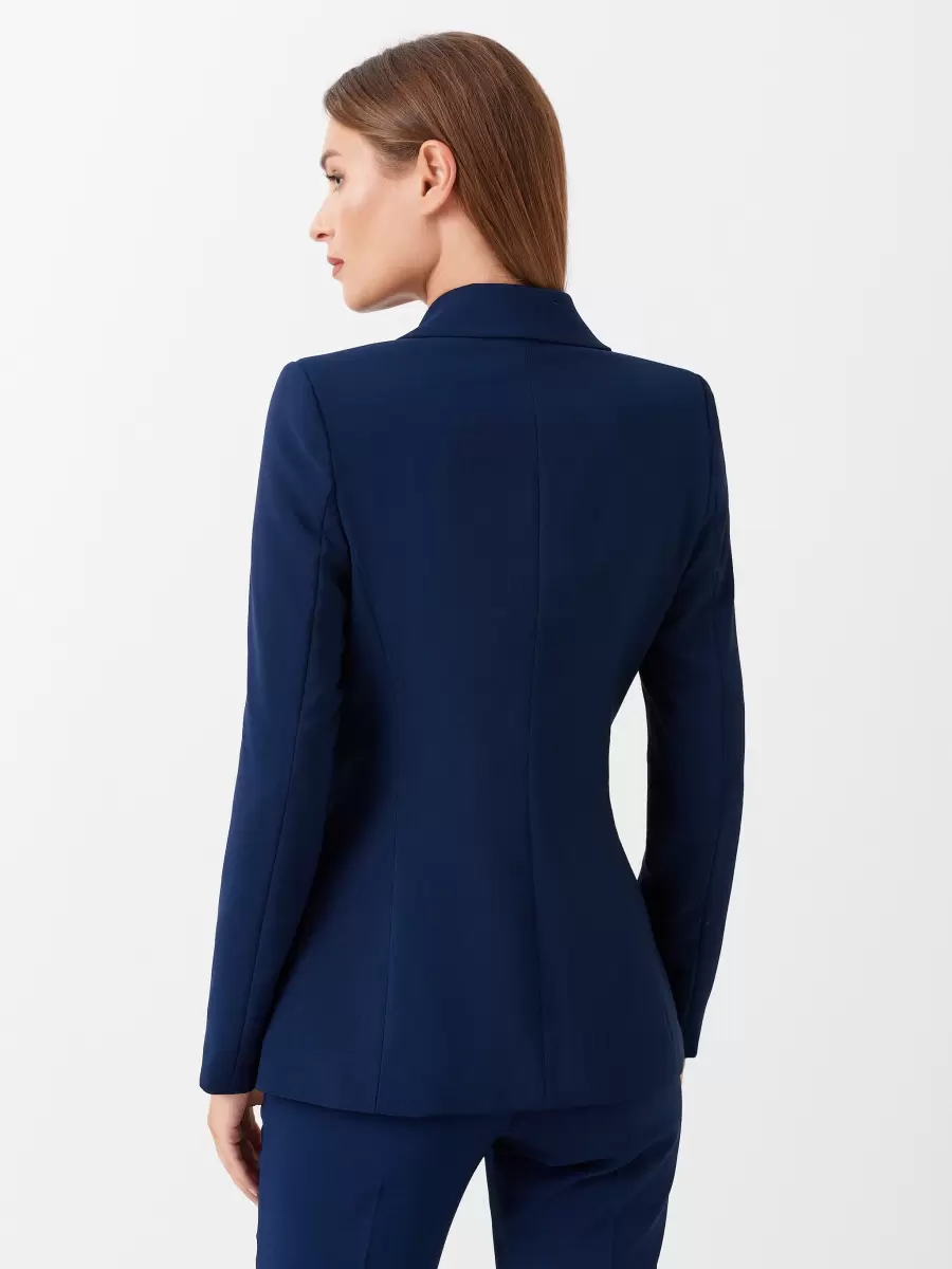 Women Two-Button Jacket In Blue Technical Fabric Customized Blue Jackets & Waistcoat - 2
