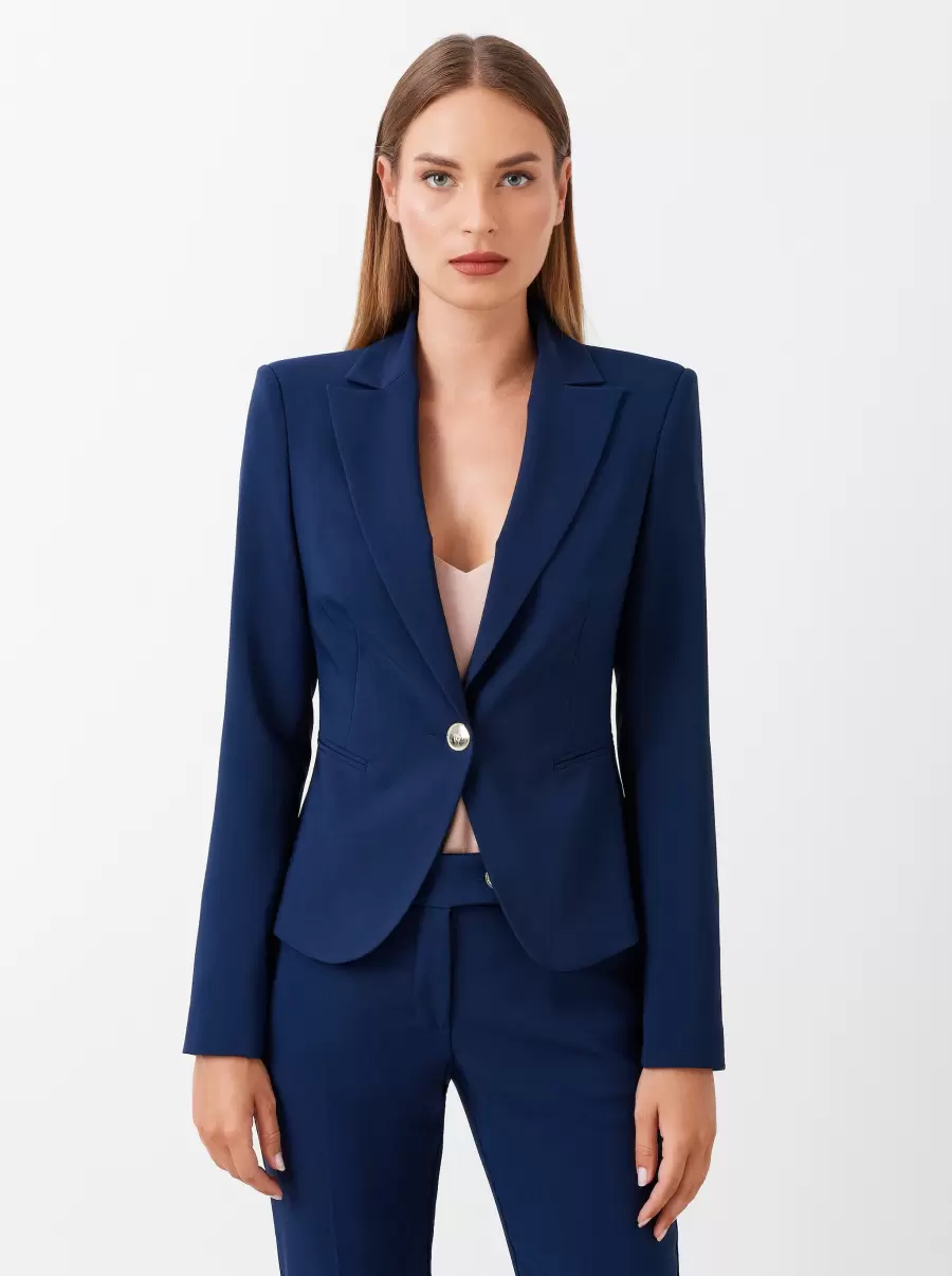 Jacket With One-Button Closure In Technical Fabric Jackets & Waistcoat Blue Safe Women - 1