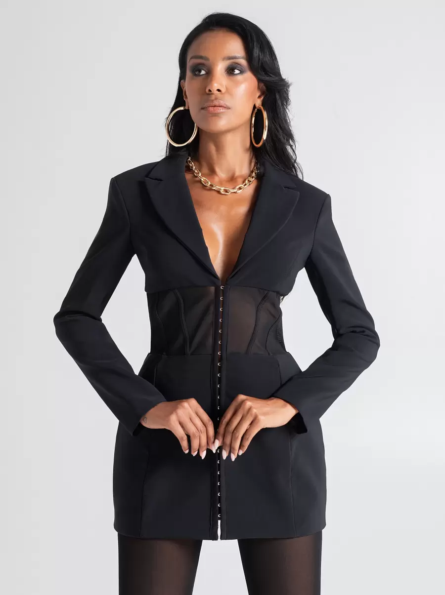 Sustainable Jackets & Waistcoat Structured Jacket With Hook Women Black - 2