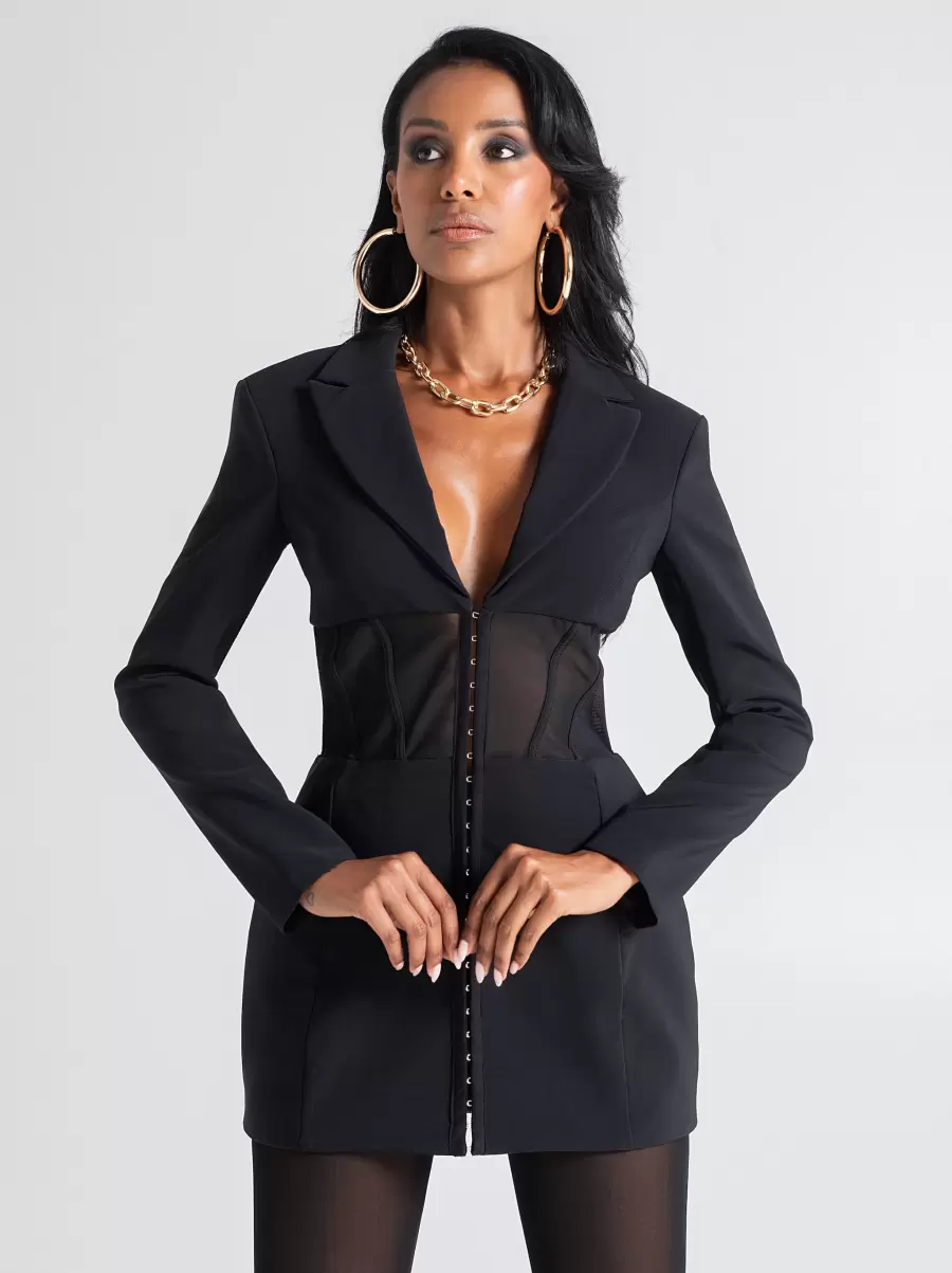 Sustainable Jackets & Waistcoat Structured Jacket With Hook Women Black