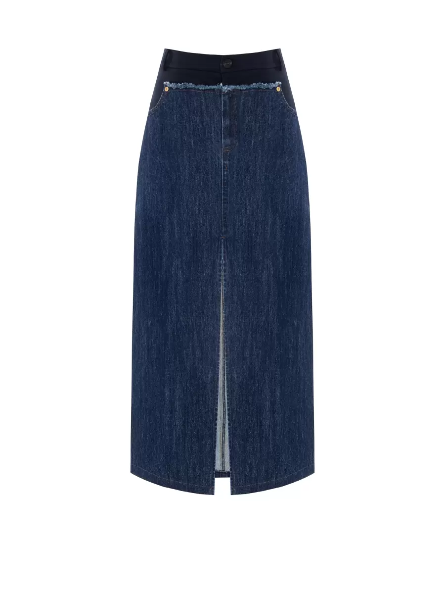 Suits Denim Patchwork Skirt Blue Women Personalized - 6