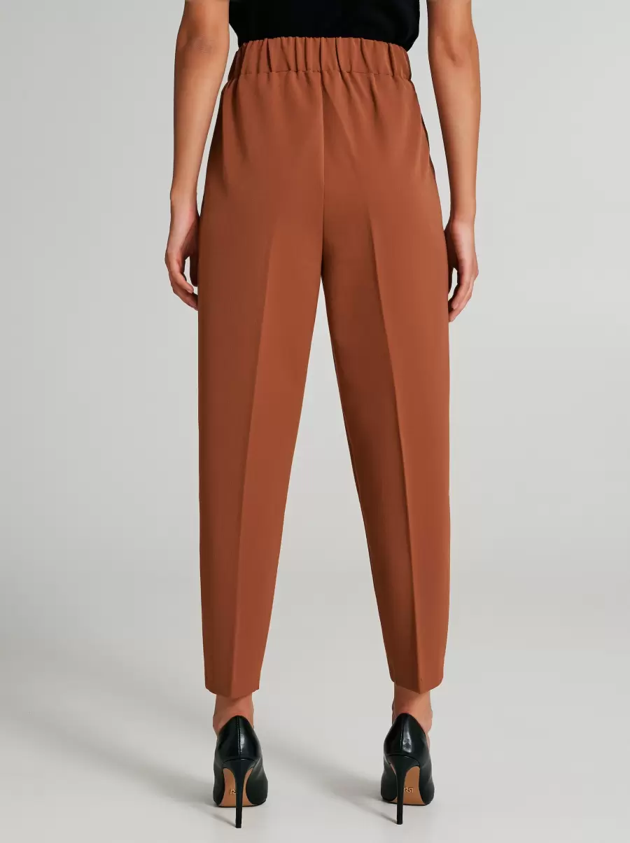 Implement Brick Orange Women Carrot-Fit Trousers With Buttons Suits - 3