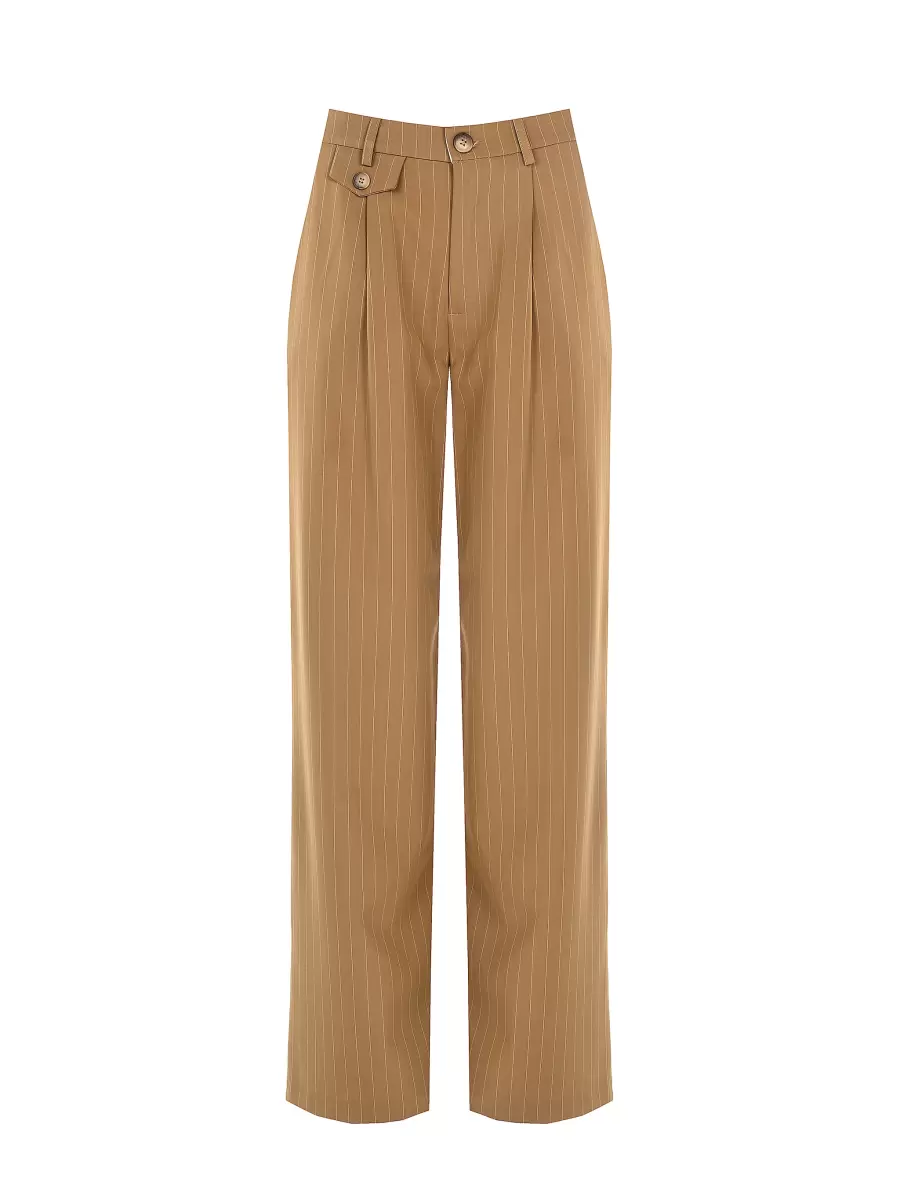 Fashionable Var Beige Women Striped Palazzo Trousers Suits - 7