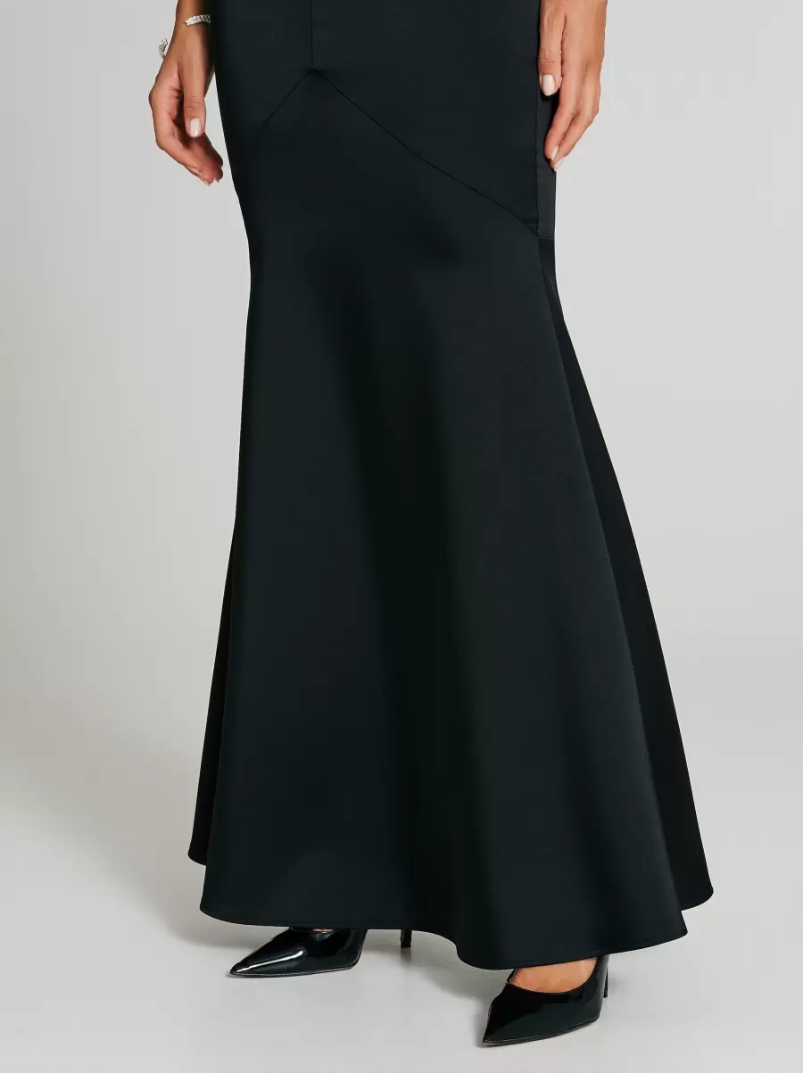 Exquisite Women Suits Long Satin Mermaid Skirt Black - 5