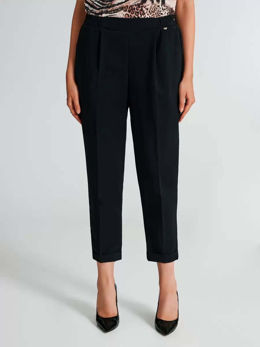 Women Black Skinny Trousers With Smock Stitch Guaranteed Suits - 2