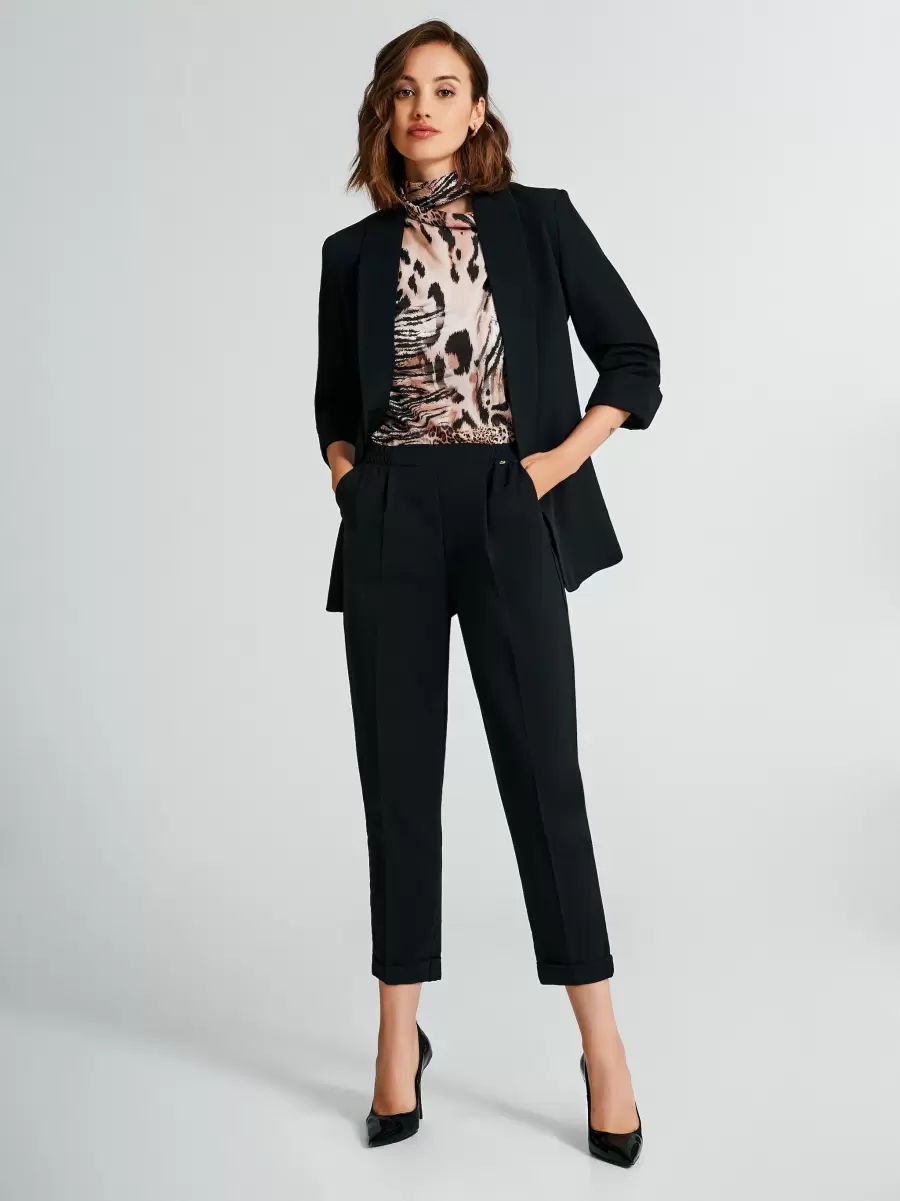 Women Black Skinny Trousers With Smock Stitch Guaranteed Suits