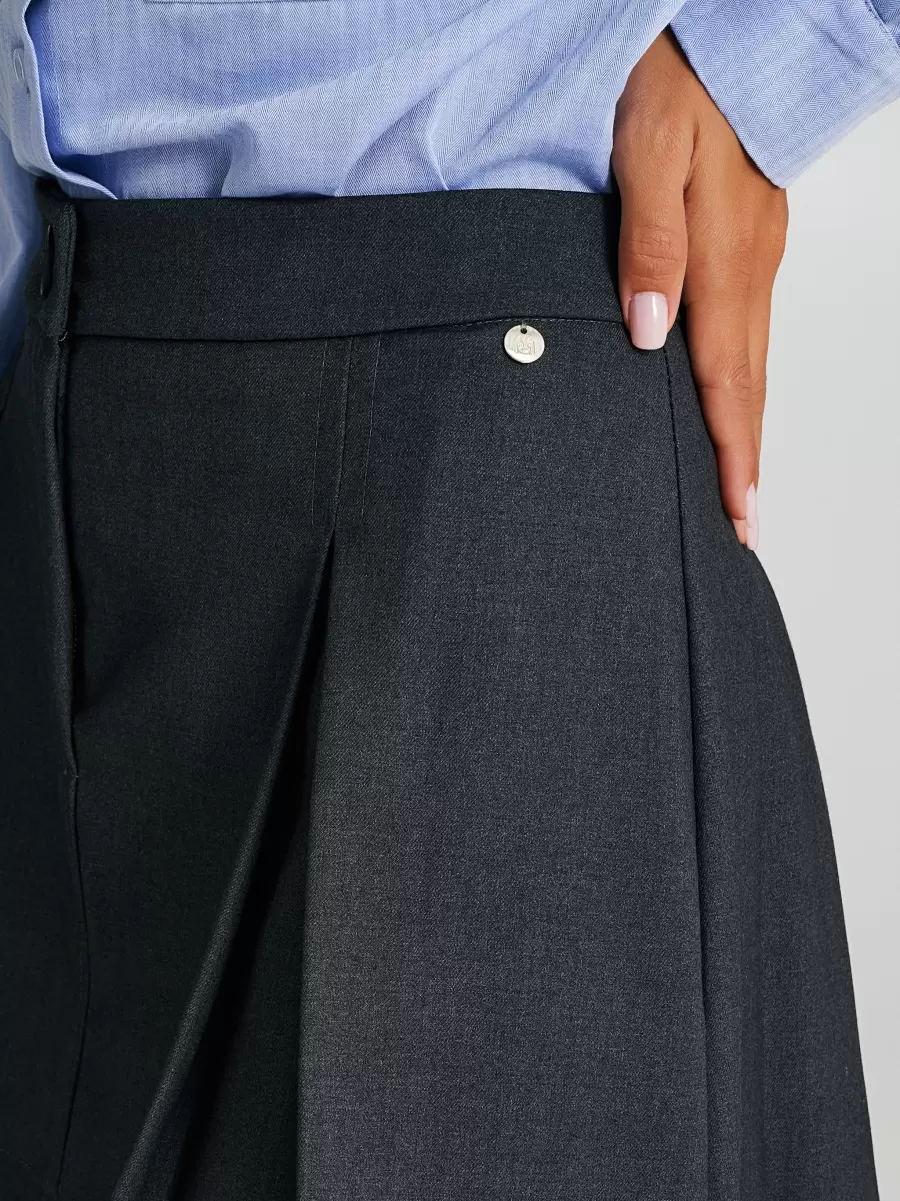 Grey Women Vivid Suits Short Pleated Skirt - 4