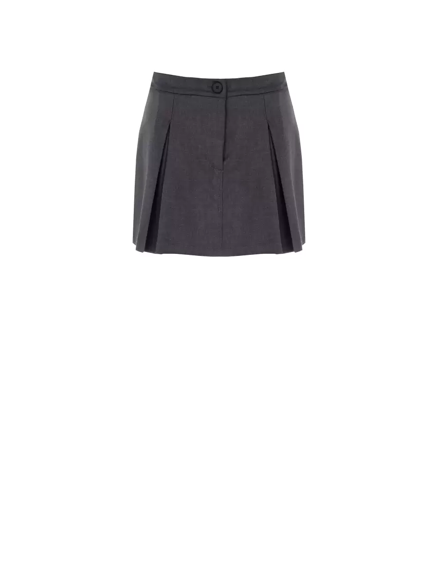 Grey Women Vivid Suits Short Pleated Skirt - 7